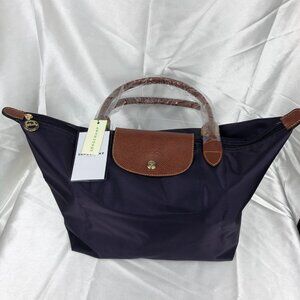 NWT Longchamp Le Pliage Original Large Shoulder Nylon Bag Tote IN Purple